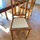 6 chaises en chêne et cuir blanc cassé
