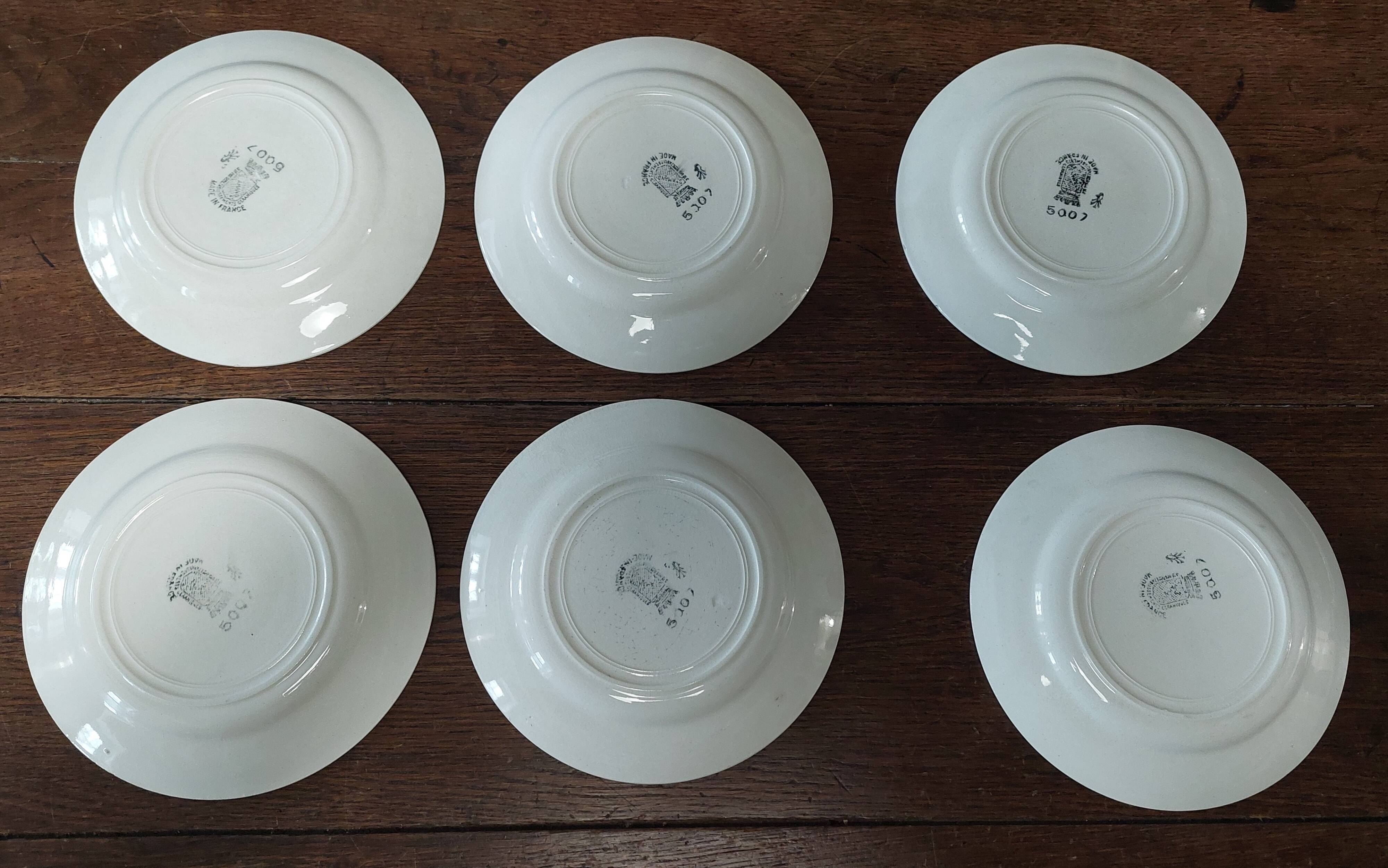 Set of six dessert plates in Saint Amand ironstone earthenware
