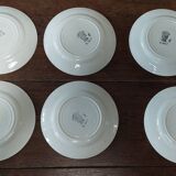 Série de six assiettes dessert en faïence terre de fer Saint Amand