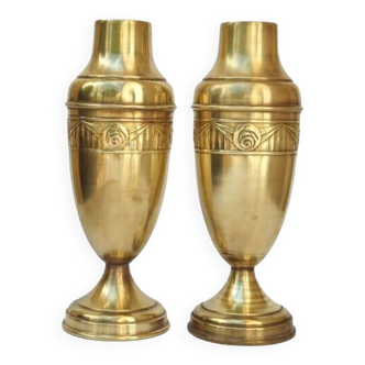 Pair of art deco brass vases-Danish-1920