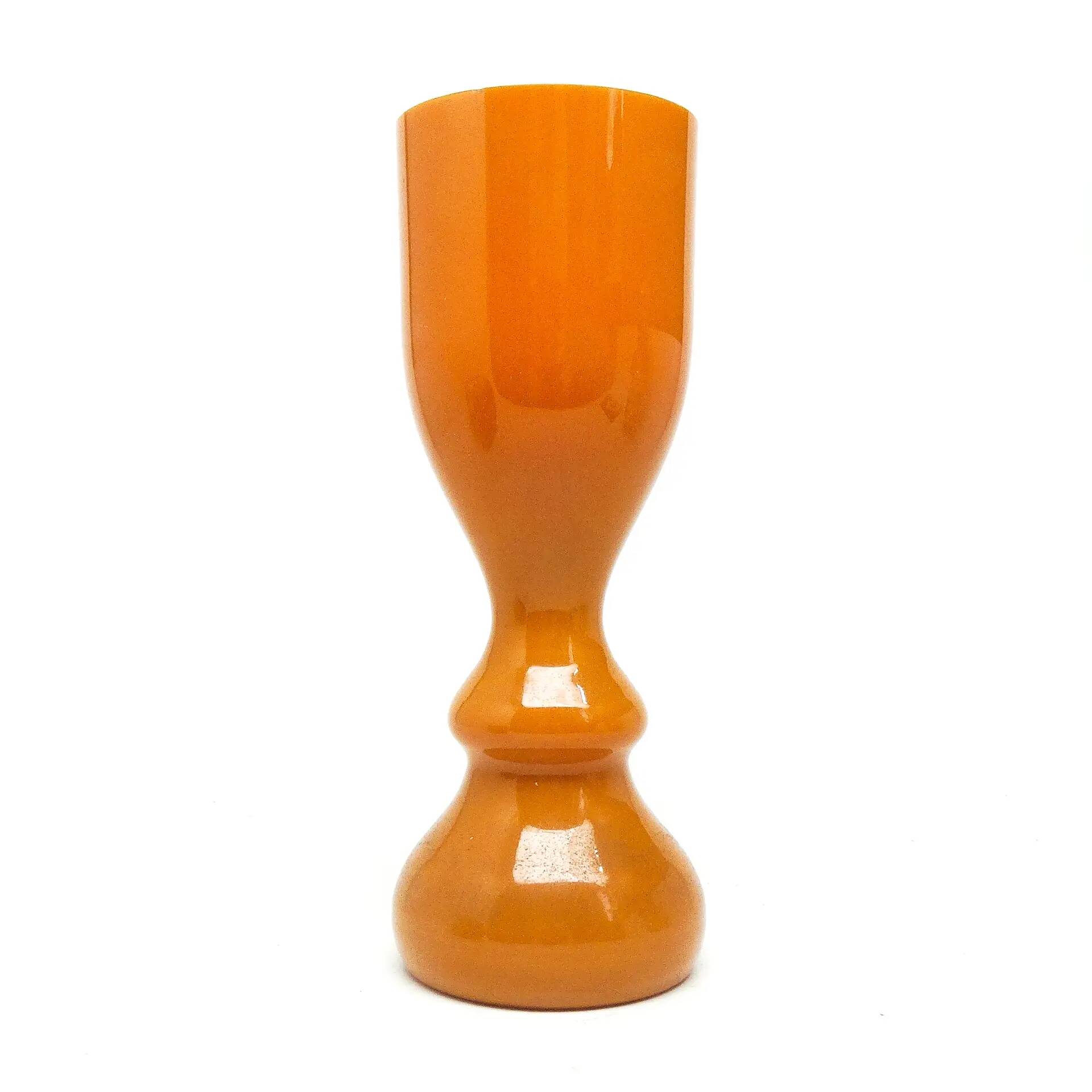 Angel vase, modernism, orange glass, designed by S. Sadowski, Poland, 1970s