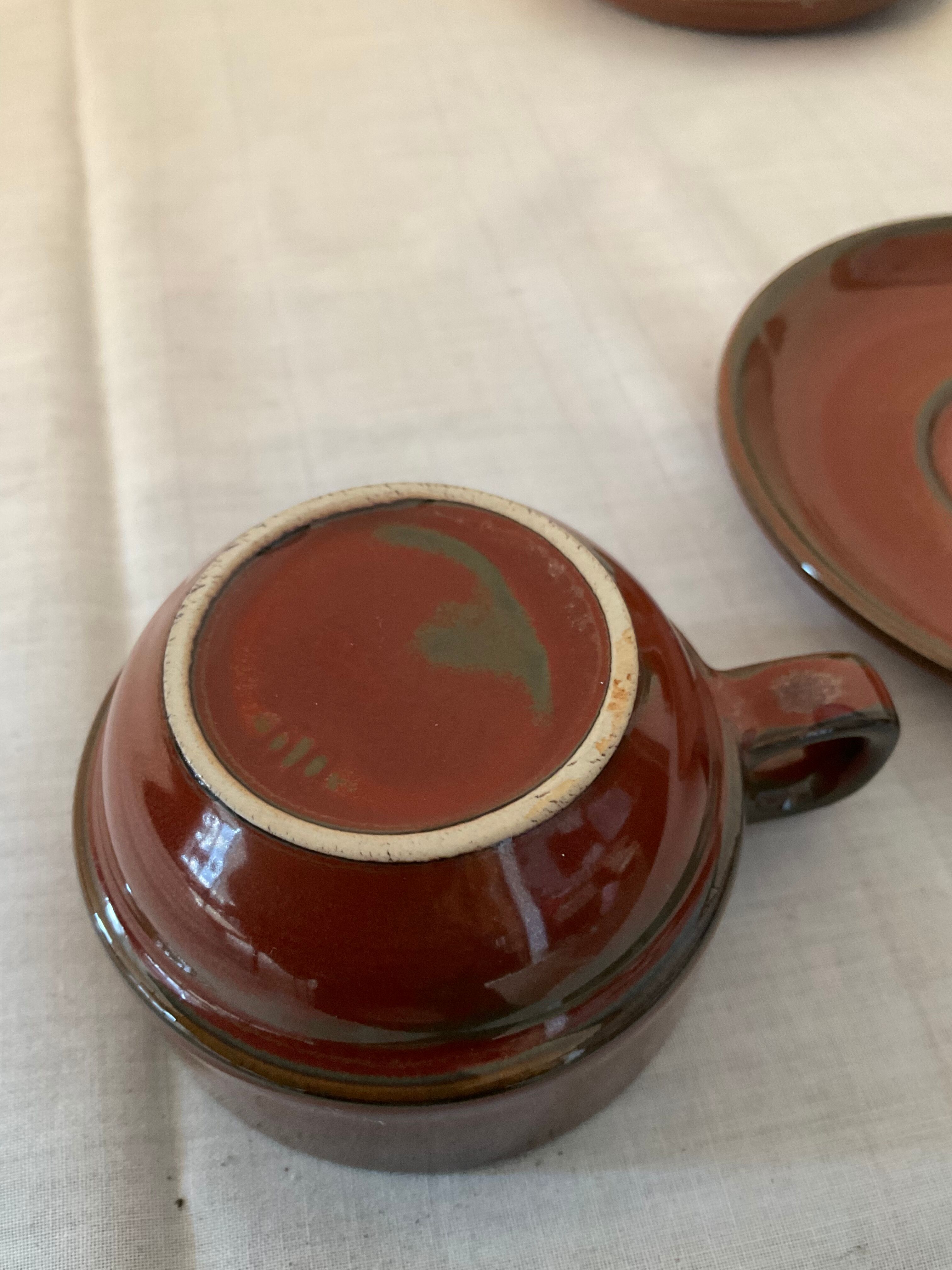 Vintage coffee set in enamelled ceramic 70s