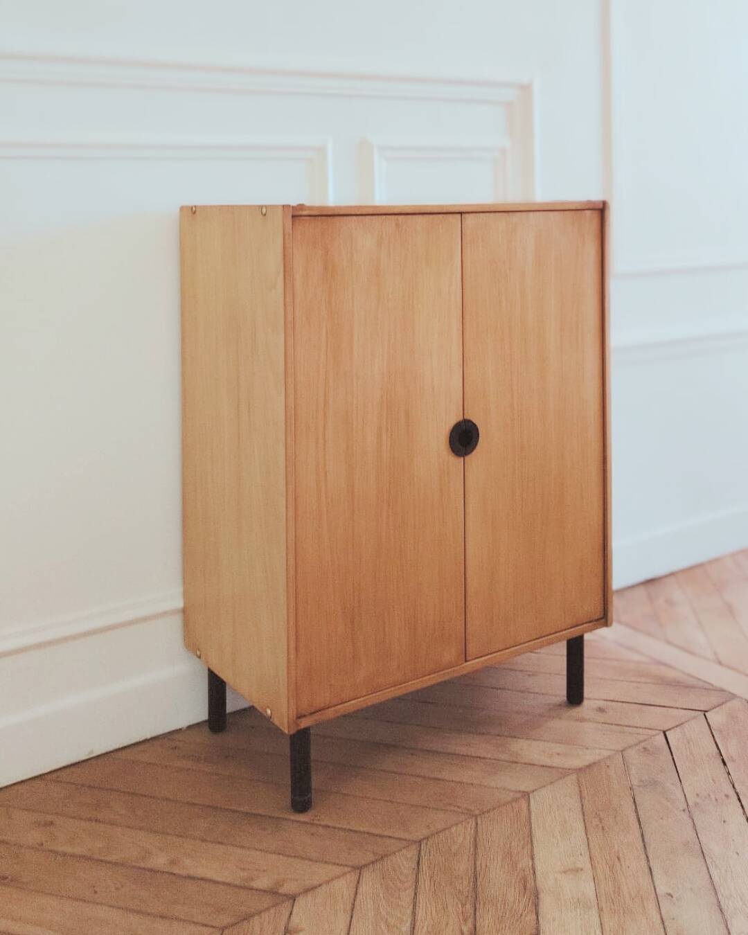 Meuble à chaussures moderniste vintage rénové, années 60