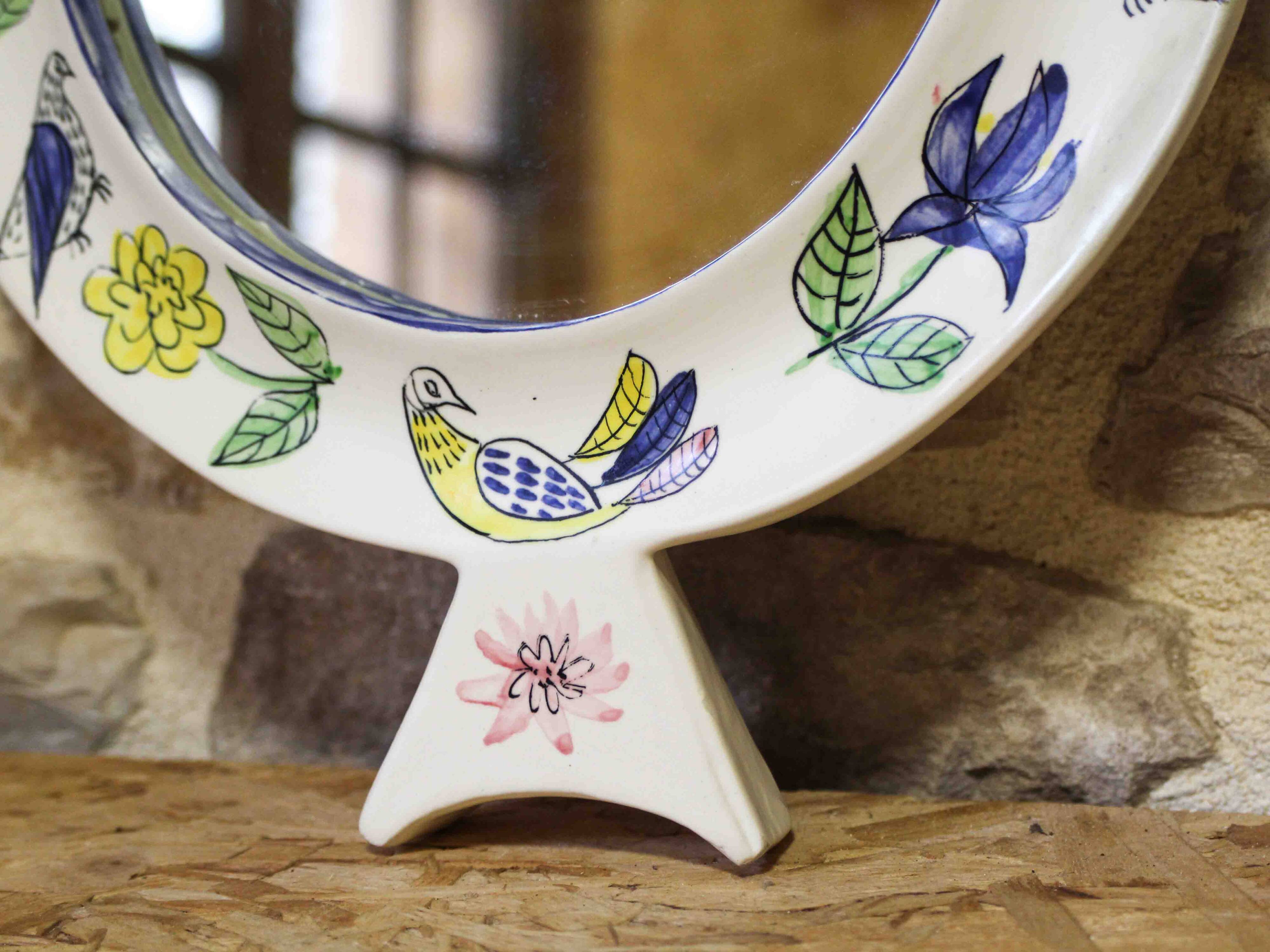 Ceramic mirror by Jean de Lespinasse