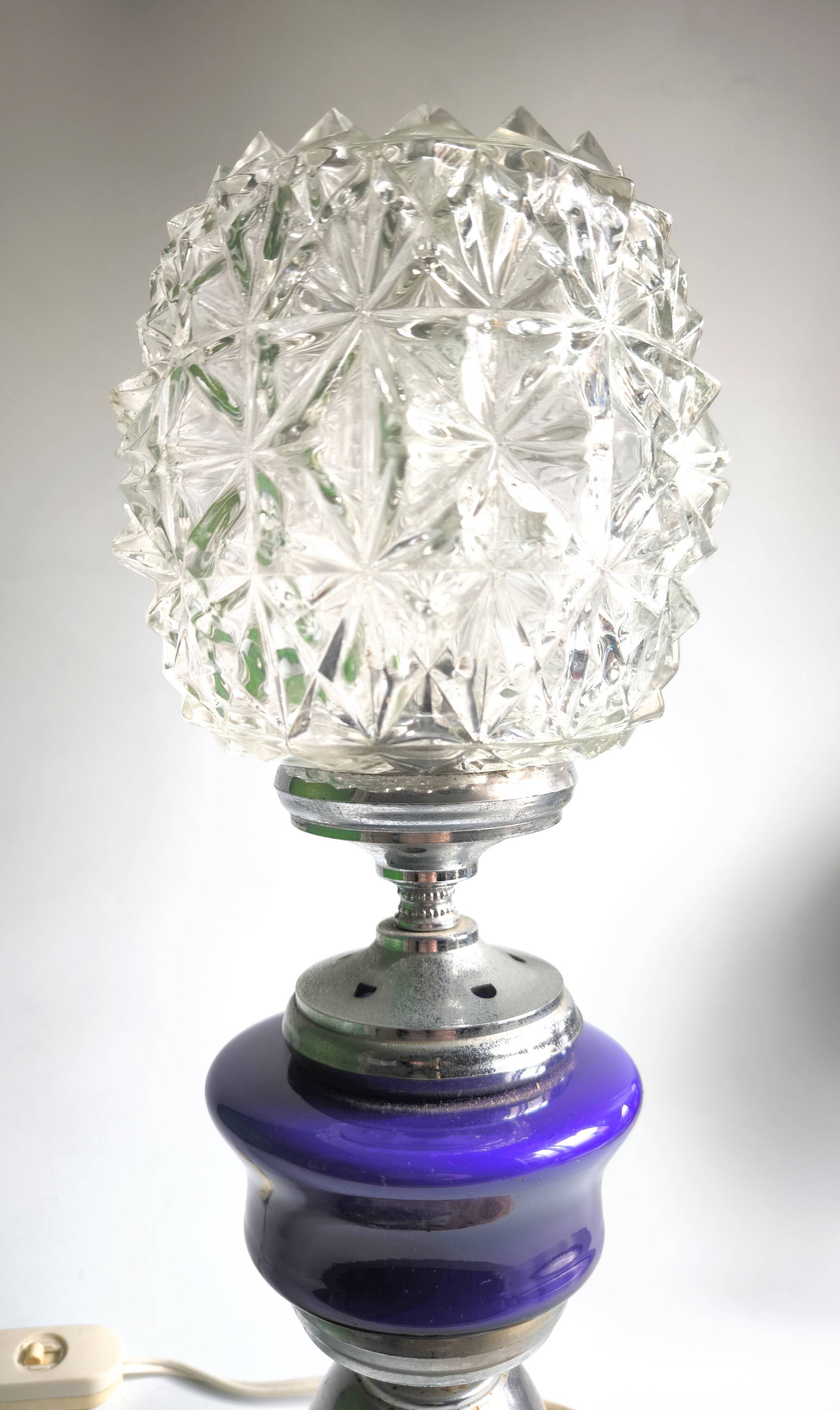 Mid Century lamp made of crystal, onyx, and marble.