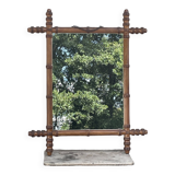 Ancien miroir cadre en bois de Merisier style bambou Cherrywood Mirror Bamboo