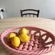 Vintage pink woven ceramic fruit basket