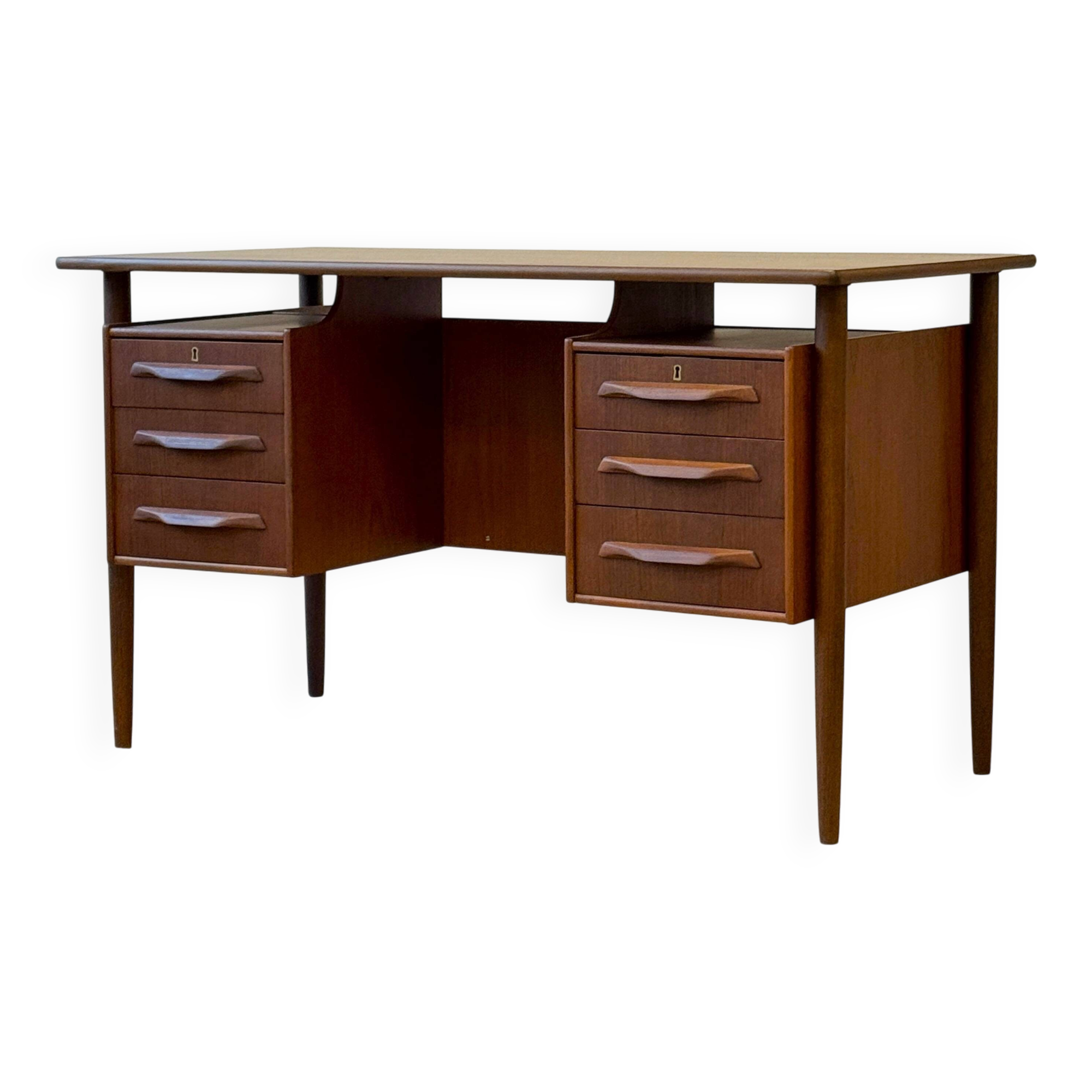 Bureau en teck autoportant, Danemark années 1960/1970, style vintage, design moderne du milieu du XXe siècle