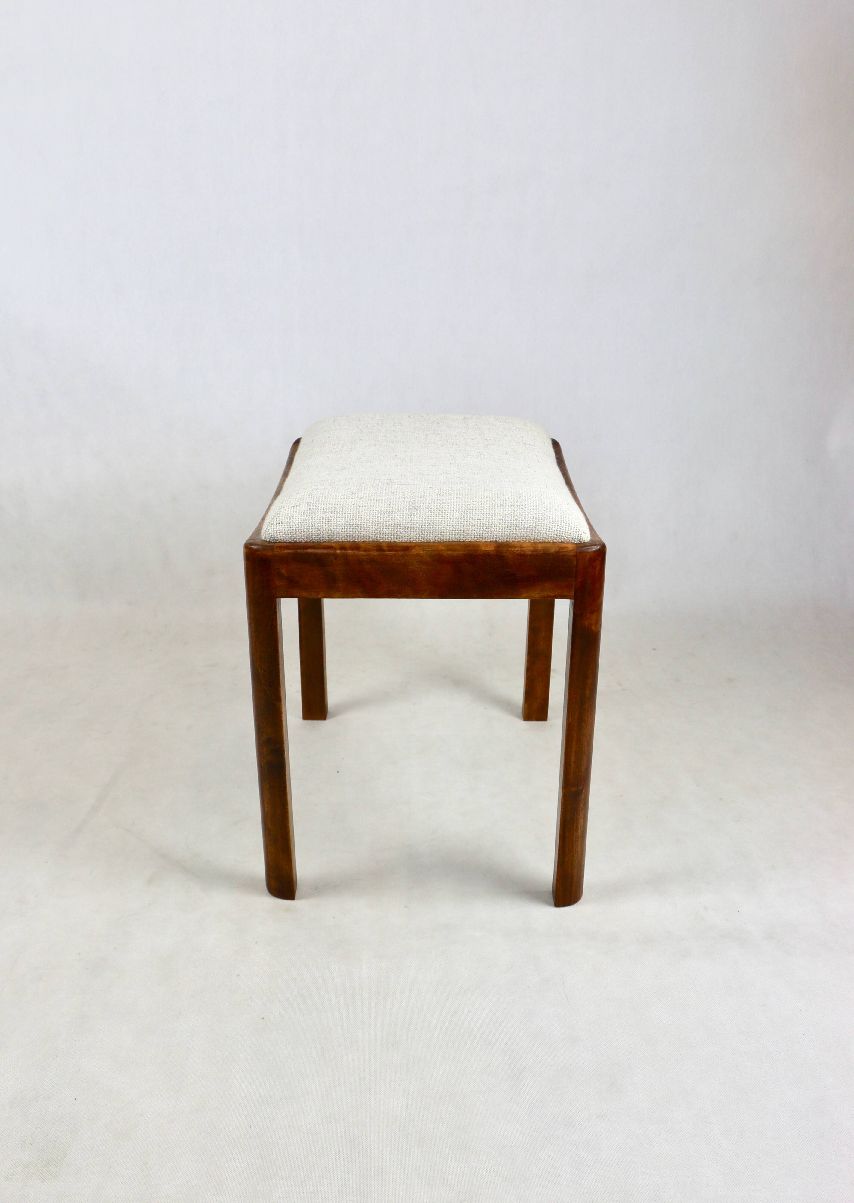 White stool seat natural fabric Art Deco