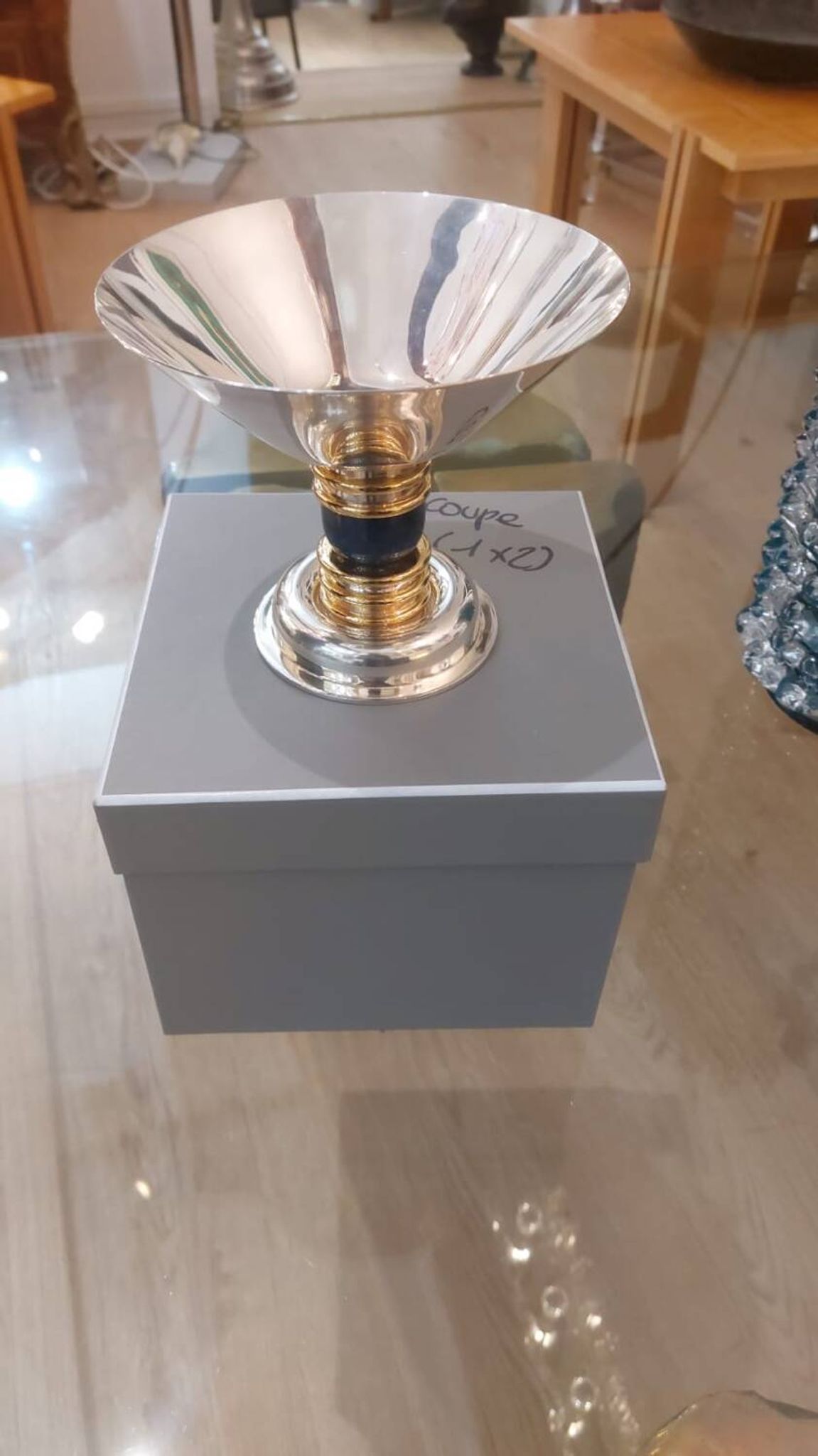 JEAN-EMILE PUIFORCAT - ART DECO CUP IN STERLING SILVER & VERMEIL MINERVE