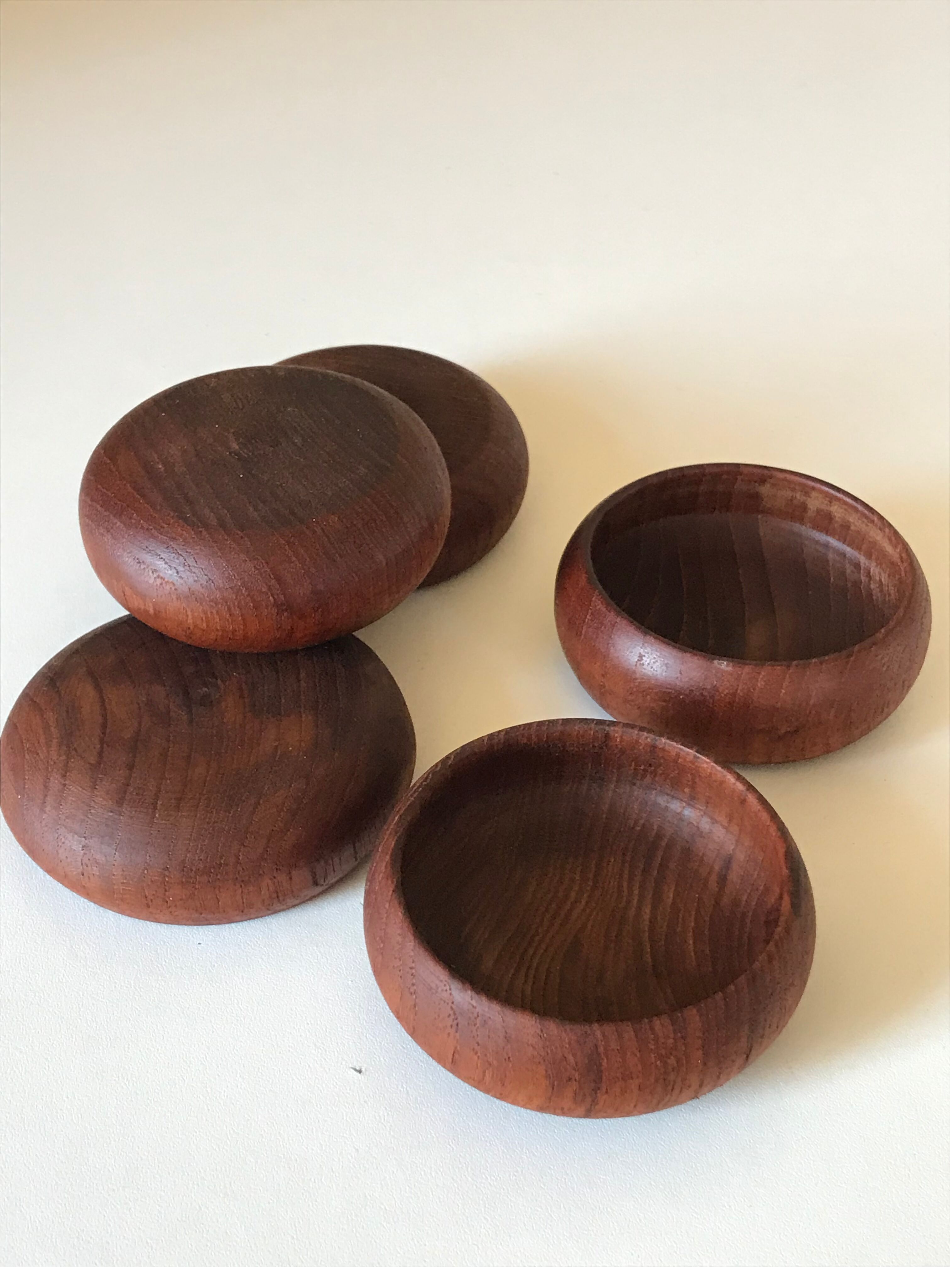 Series of 5 cups in vintage teak  60