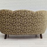 60s, danish vintage 2 seater "banana" sofa, green velour, original condition.