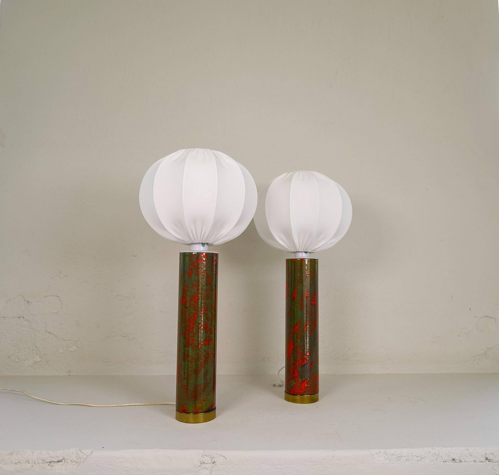 Rare and large ceramic table lamps from the mid-century, Sweden, 1960s.