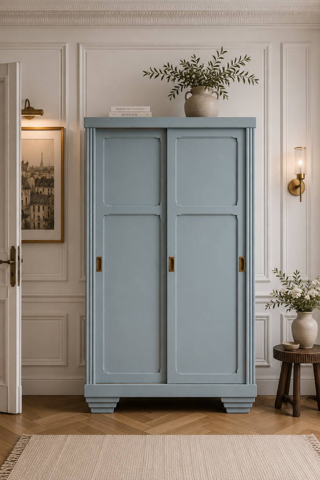Parisian Art Deco wardrobe with sliding doors.