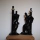 Black porcelain detective lamp, 80s