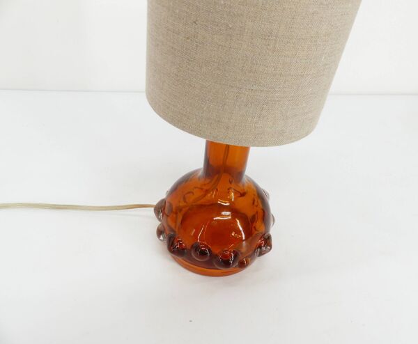 Lampe de table en verre vintage Kosta Boda orange 1960