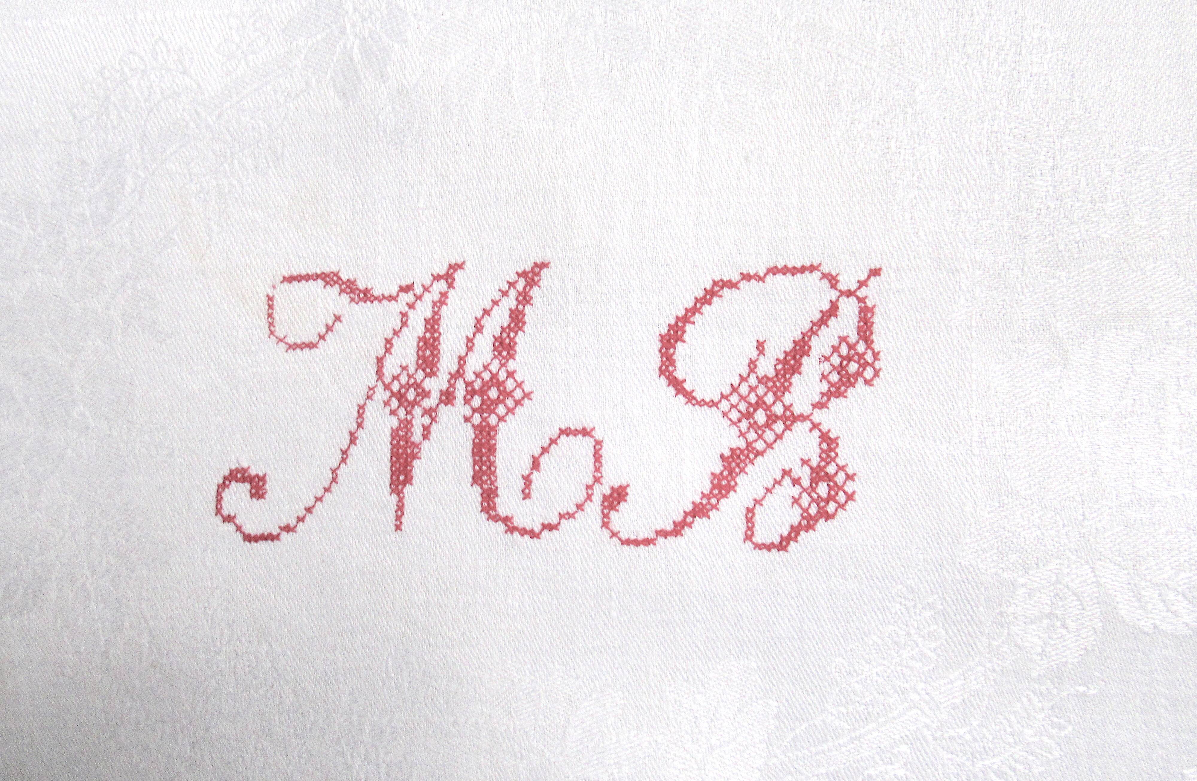 Monogrammed damask napkin monogrammed mb in red