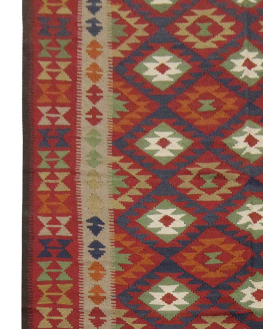 Burgundy Wool Kilim Rug, Large Afghan Tribal Flatweave 304x200cm