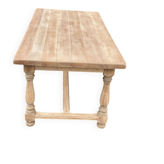 Renovated extendable farmhouse dining table in solid oak, 20th century, 180-260cm.