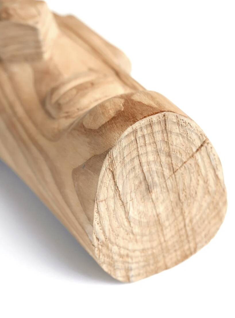 Minimalist sculpture of a head in light wood, 1970s