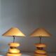 Paire de pied de lampe galets en céramique, François Chatain, années 1980