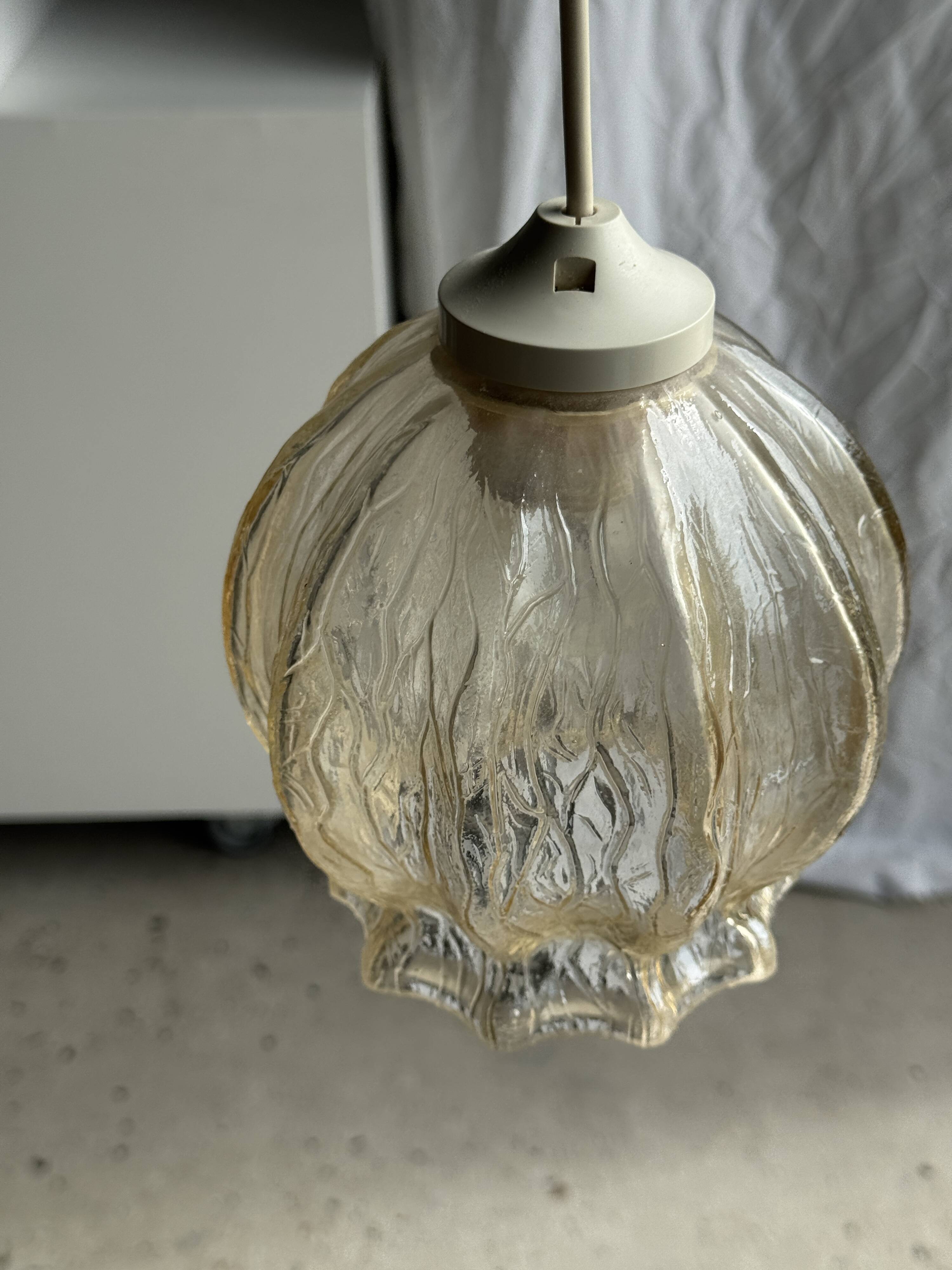 Suspension vintage en verre soufflé