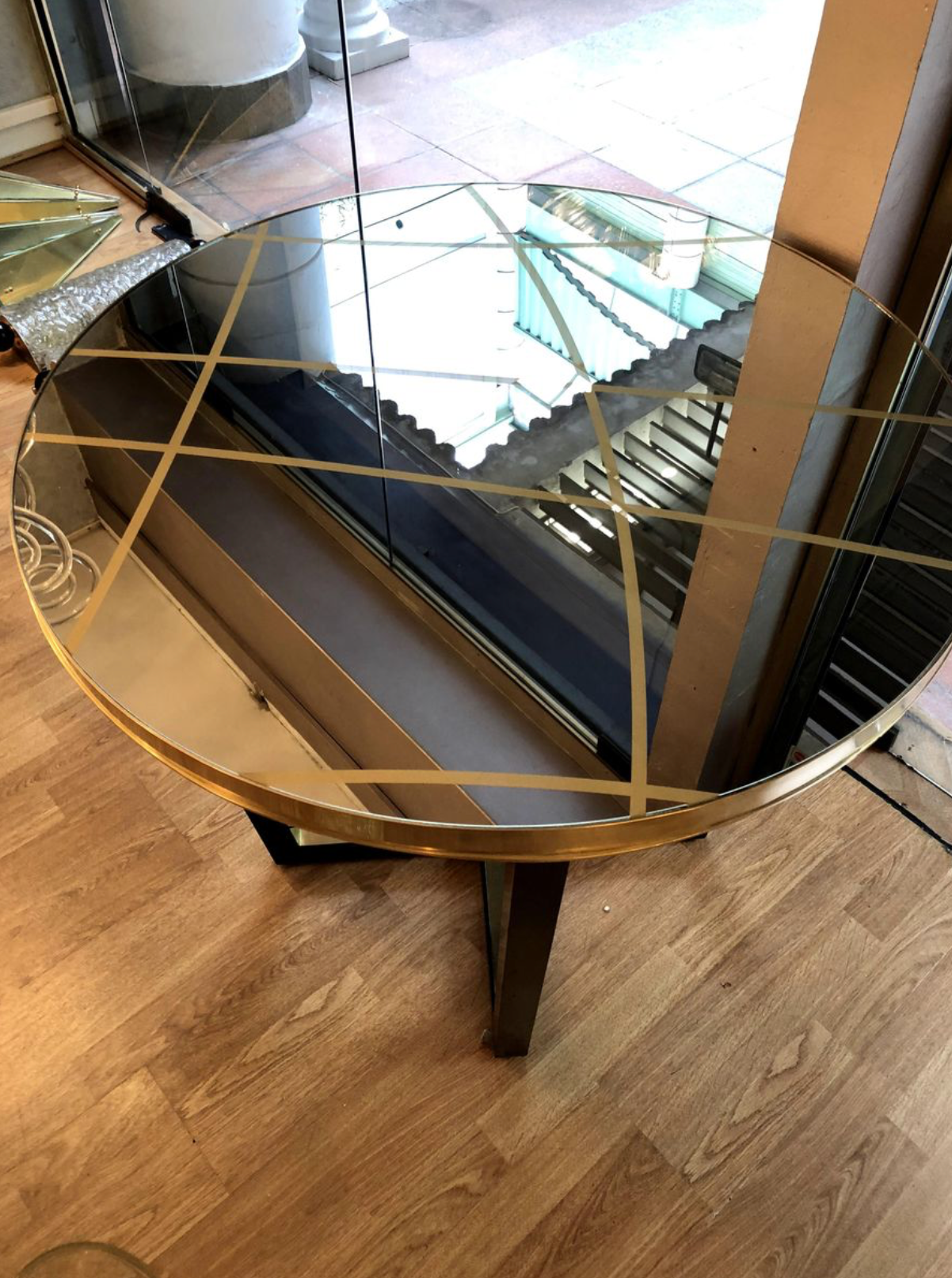 Table stained glass and brass, 1980 s