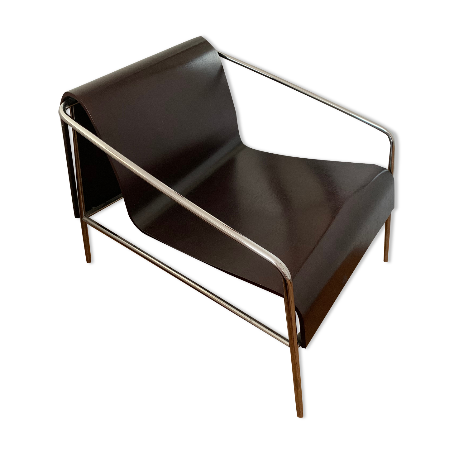 Wood and metal design armchair