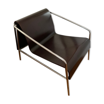 Wood and metal design armchair