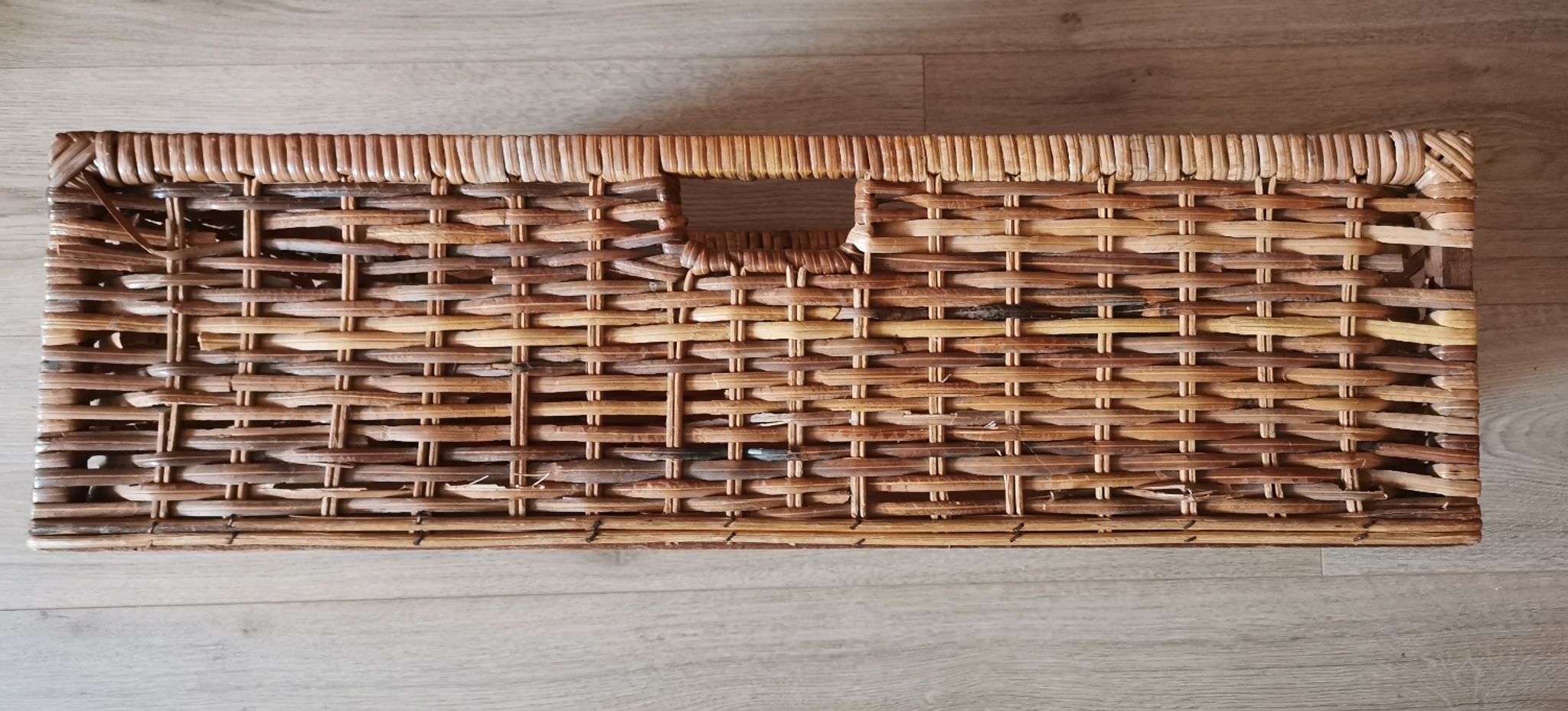 Grand tiroir panier osier rotin vintage ancien