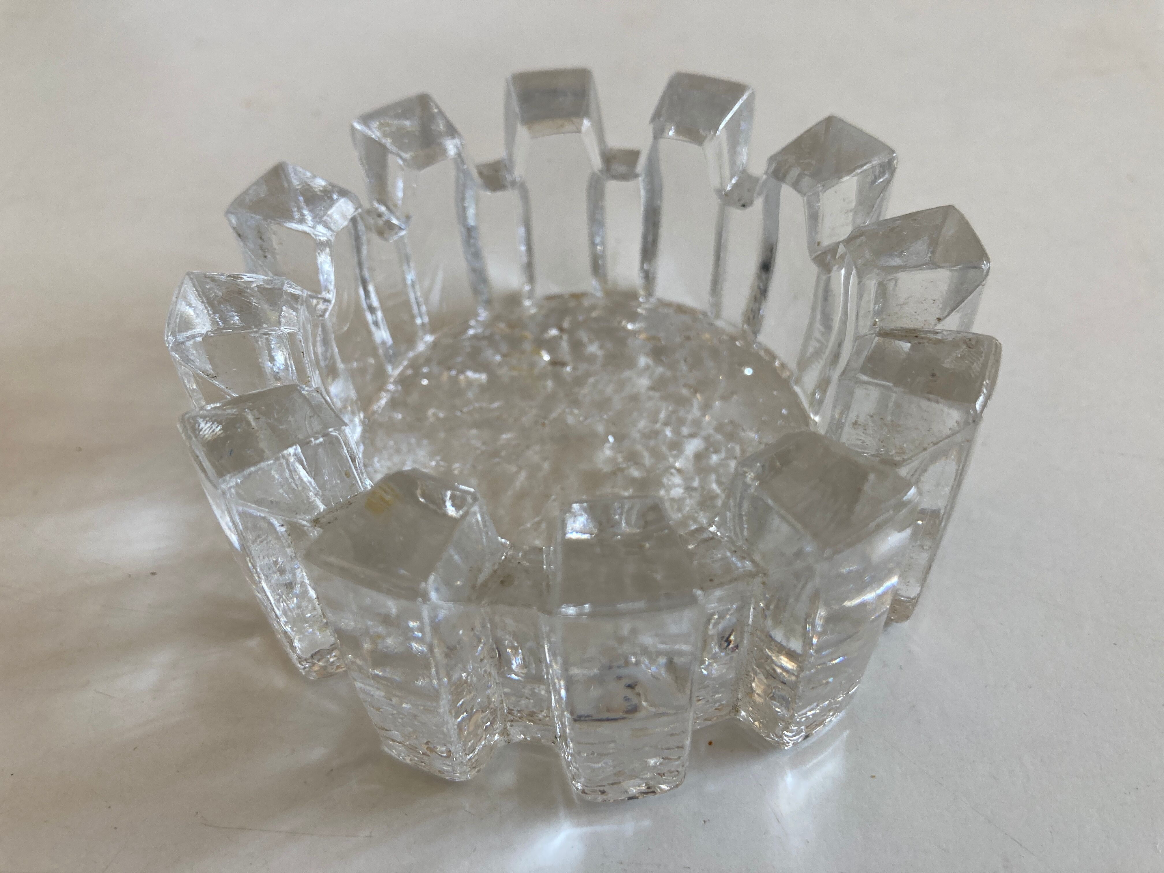 Nybro Sweden 1960 Scandinavian Ice Glass Ashtray