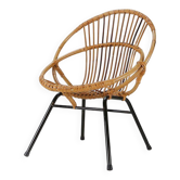Chaise longue pour enfant en rotin du milieu du siècle, Pays-Bas, années 1960