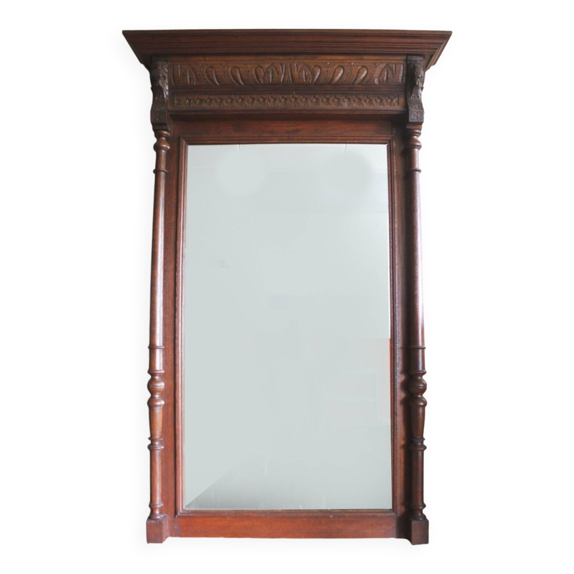 Oak mirror, Renaissance style, 20th century.
