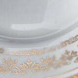 Set of 8 PL France porcelain dinner plates, water green marli and frieze