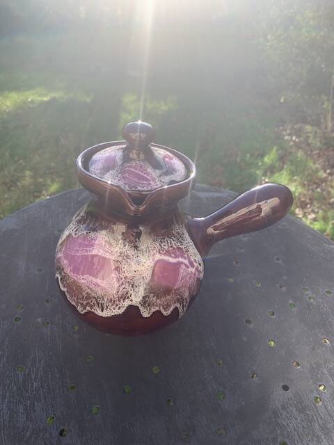 Coffee or tea service in enameled ceramic by Marius Giuge, artisan potter in Vallauris,