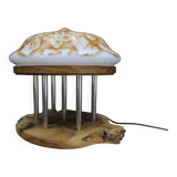 Contemporary Unique Wooden Table Lamp with Glass Shade