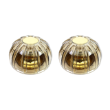 Pair of wall sconces or ceiling lights in brass and amber glass by Limburg, Germany, 1960s.