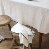 White linen tablecloth and towels