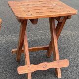 Pair of vintage folding wooden stools from Tyrol mountain