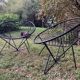 Pair of round chairs in black tubular steel 1960