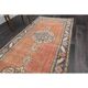 Vintage Turkish Oushak handmade wool cotton red runner rug 94x335
