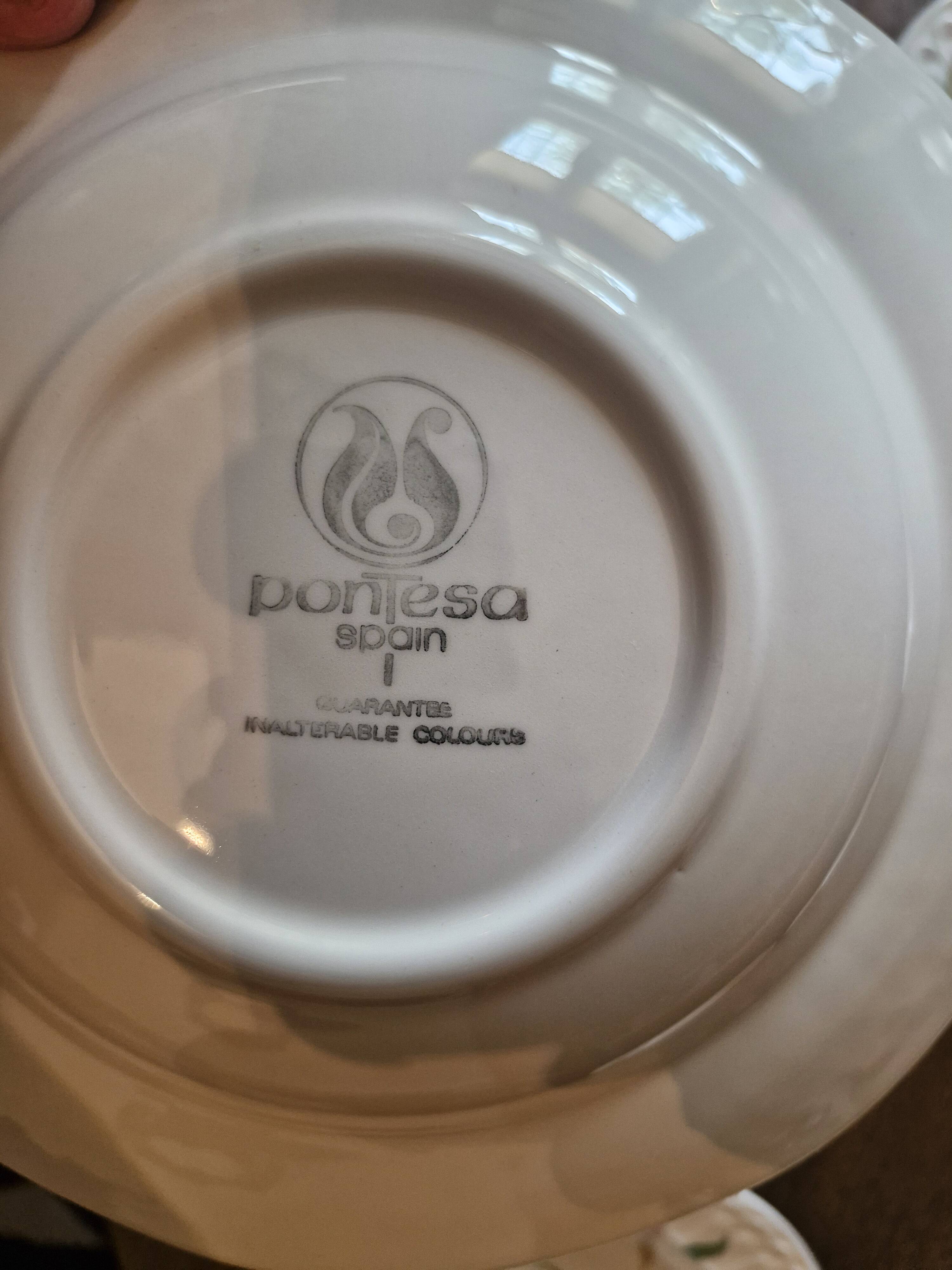 6 soup plates in vintage Spanish potensa earthenware