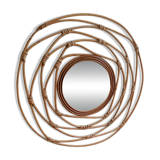Round rattan mirror