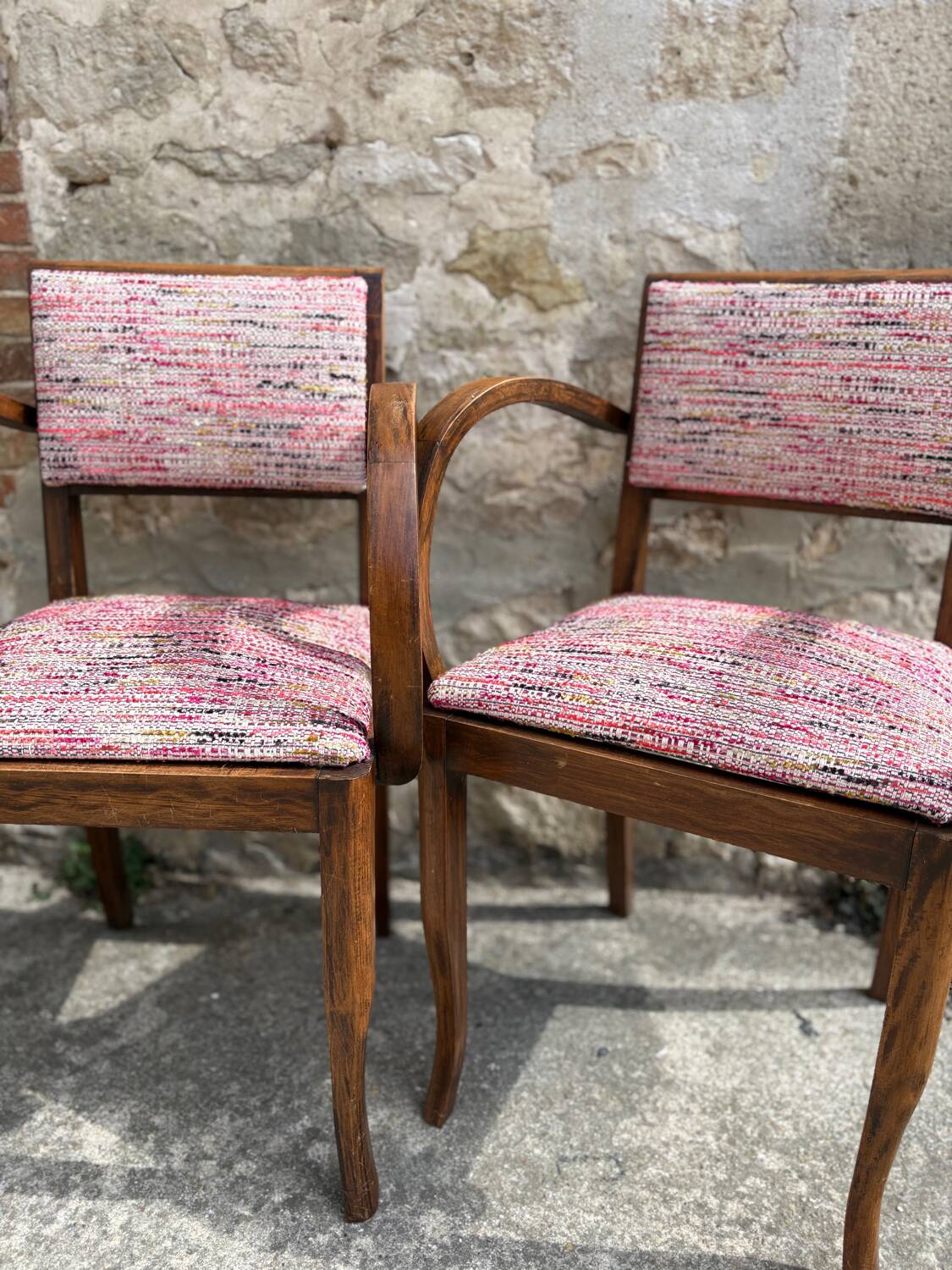 Pair of 1960s bridge chairs in Nobilis fabric