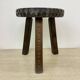 Hand carved solid oak brutalist stool , 1970s
