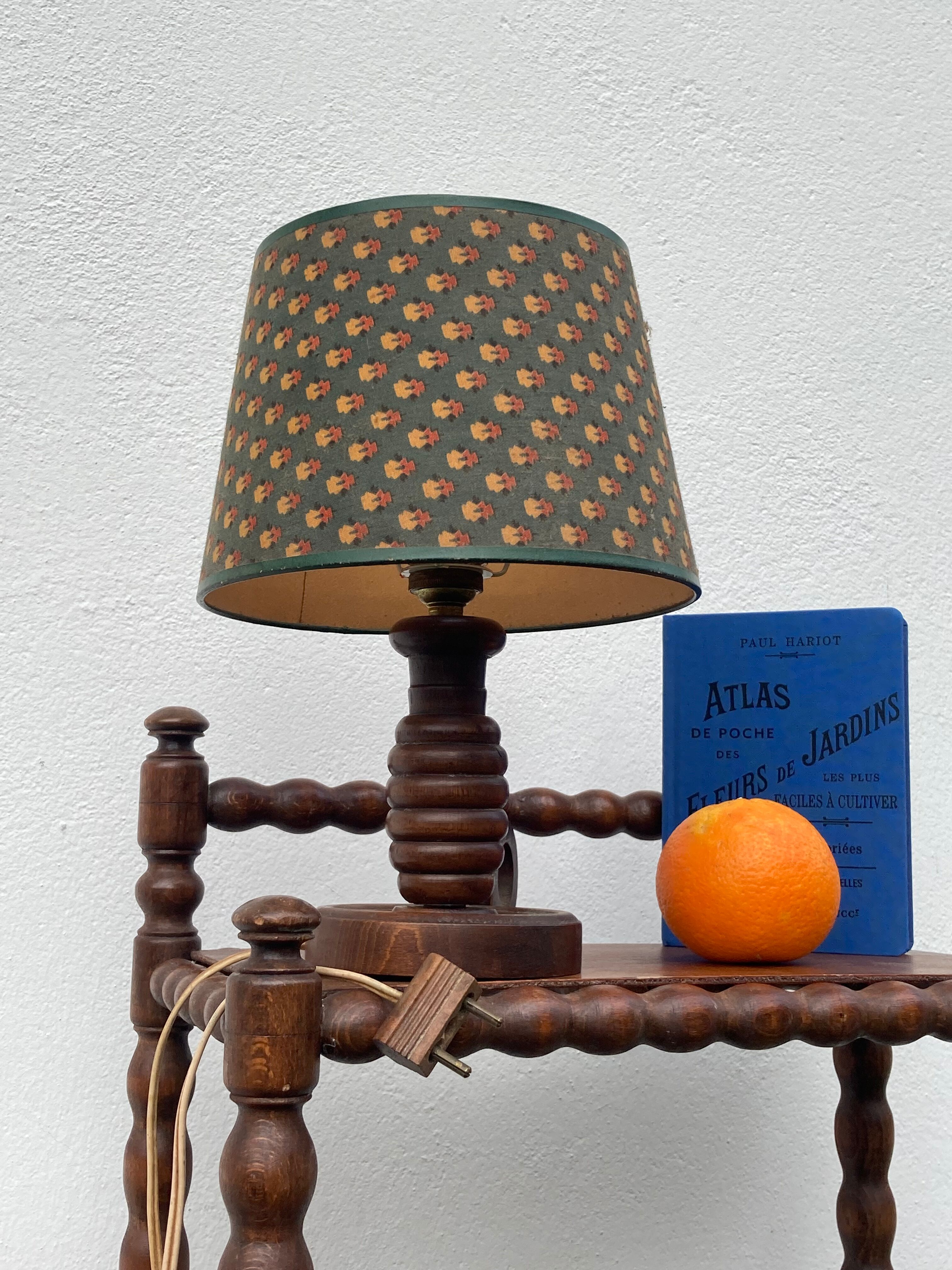 Old turned wooden bedside lamp 1940