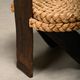 Fireplace Stool in Oak and Straw, France 1950s
