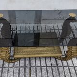 Gilt metal Seahorse coffee table with smoked glass