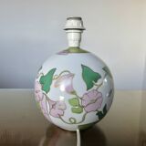 Ceramic ball lamp, with floral decoration, 70s, signed