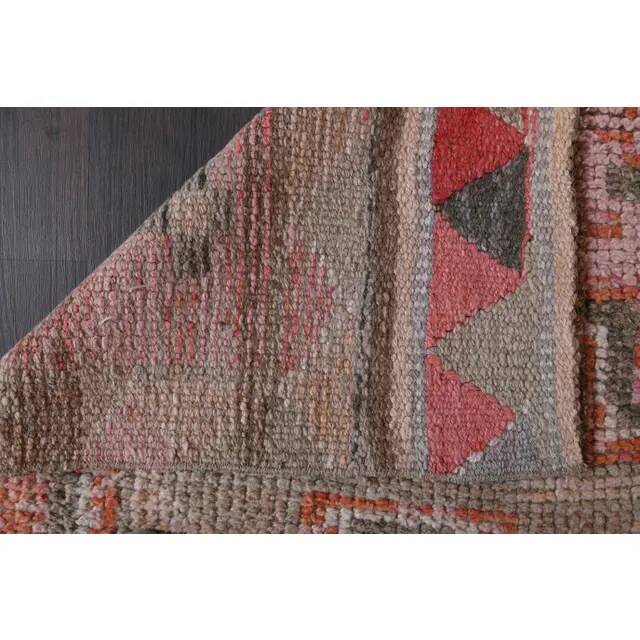 1970s Vintage Turkish Hand-Knotted Wool Cotton Red Runner Rug 90x307
